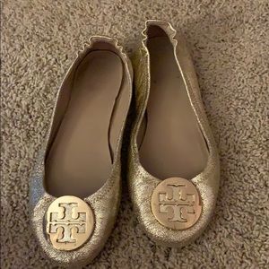 Gold Tory Burch Flats